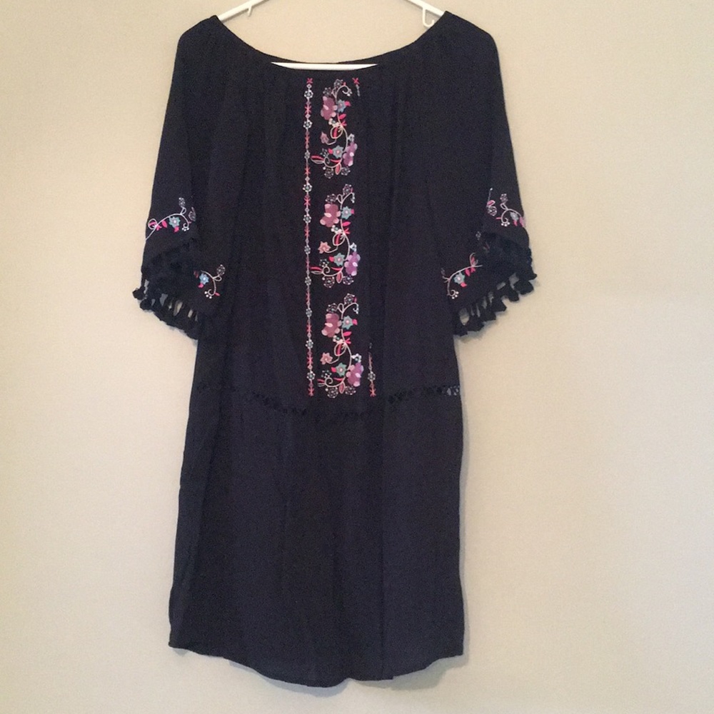 Xhilaration Black Pom Pom Dress